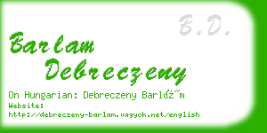 barlam debreczeny business card